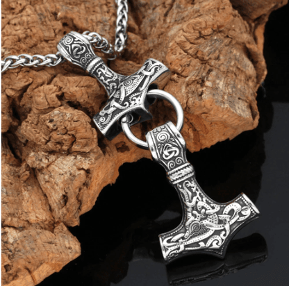 Pendant and Necklace Vikings Mjolnir Stainless Steel Pendant Necklace Ancient Treasures Ancientreasures Viking Odin Thor Mjolnir Celtic Ancient Egypt Norse Norse Mythology