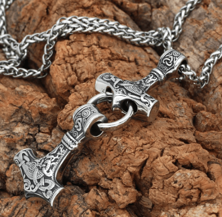 Pendant and Necklace Vikings Mjolnir Stainless Steel Pendant Necklace Ancient Treasures Ancientreasures Viking Odin Thor Mjolnir Celtic Ancient Egypt Norse Norse Mythology