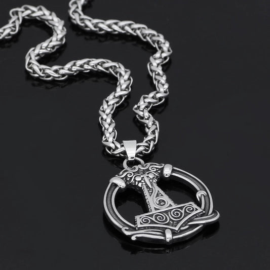 Pendant and Necklace Vikings Mjolnir Stainless Steel Pendant Necklace Ancient Treasures Ancientreasures Viking Odin Thor Mjolnir Celtic Ancient Egypt Norse Norse Mythology