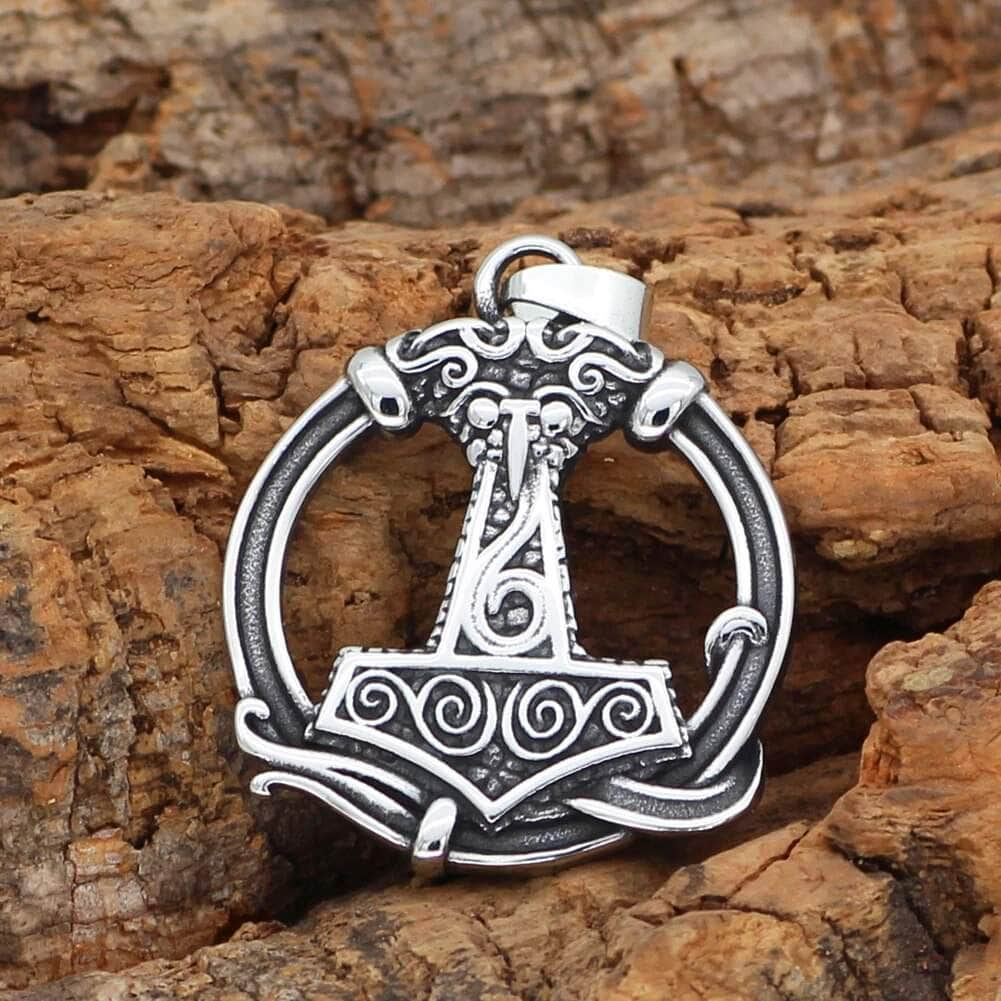 Pendant and Necklace Vikings Mjolnir Stainless Steel Pendant Necklace Ancient Treasures Ancientreasures Viking Odin Thor Mjolnir Celtic Ancient Egypt Norse Norse Mythology