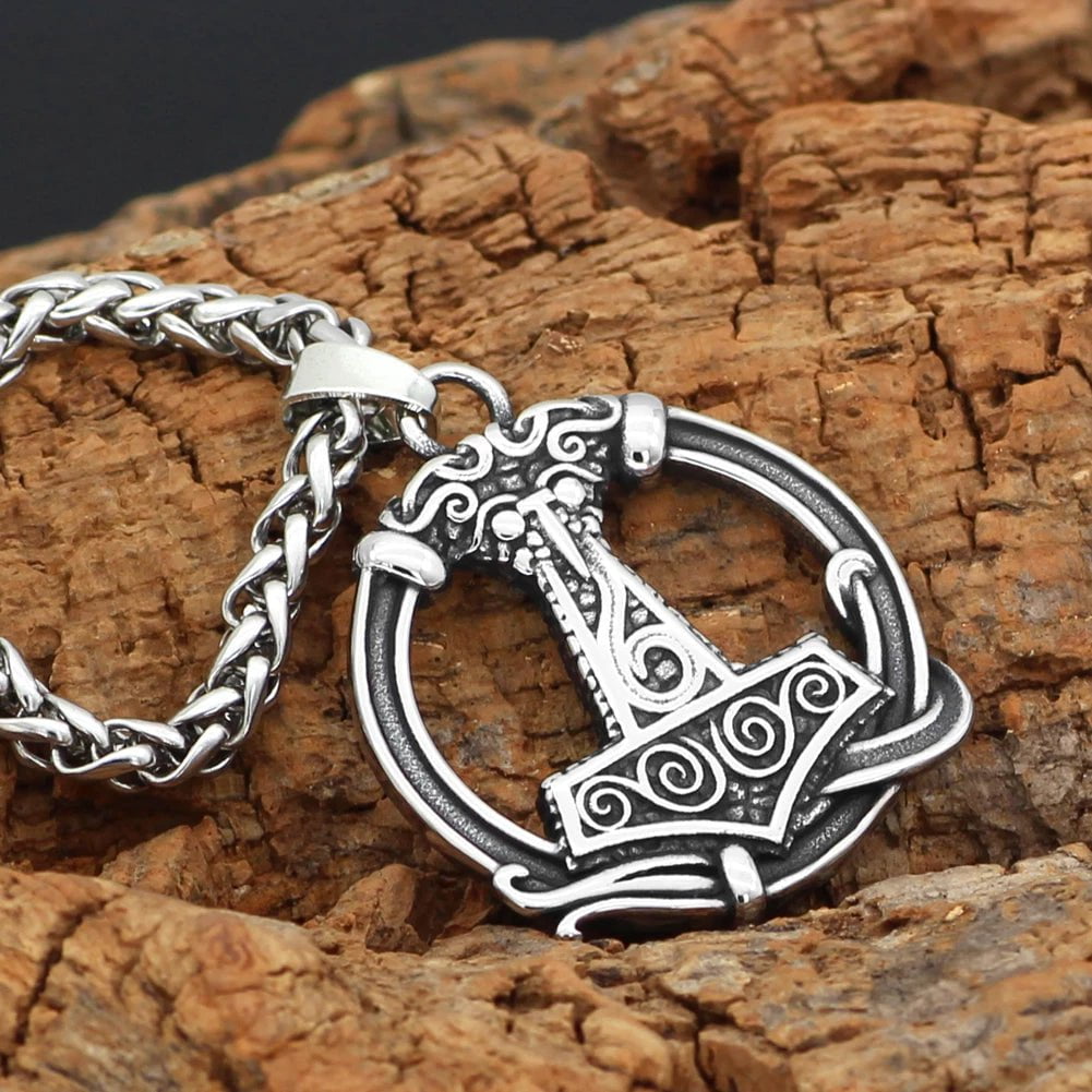 Pendant and Necklace Vikings Mjolnir Stainless Steel Pendant Necklace Ancient Treasures Ancientreasures Viking Odin Thor Mjolnir Celtic Ancient Egypt Norse Norse Mythology