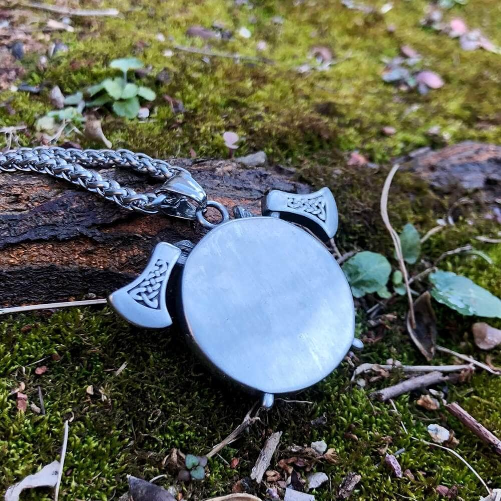 Pendant and Necklace Vikings Odin and Axe Stainless Steel Necklace Ancient Treasures Ancientreasures Viking Odin Thor Mjolnir Celtic Ancient Egypt Norse Norse Mythology