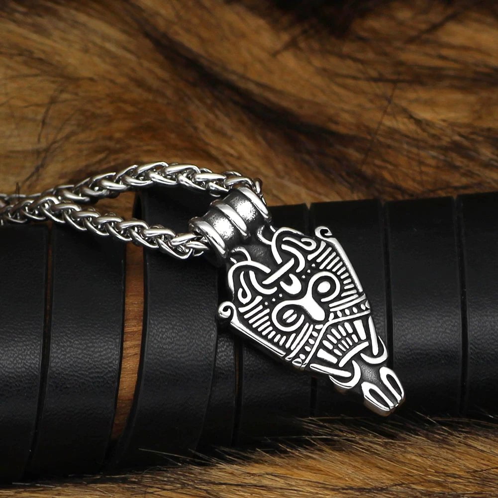 Pendant and Necklace Vikings Odin's Face Stainless Steel Pendant Necklace Ancient Treasures Ancientreasures Viking Odin Thor Mjolnir Celtic Ancient Egypt Norse Norse Mythology