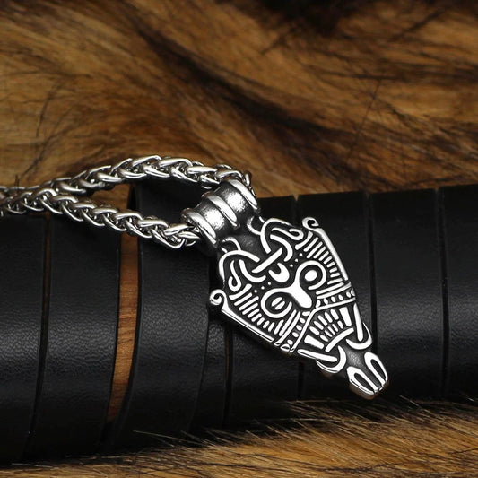 Pendant and Necklace Vikings Odin's Face Stainless Steel Pendant Necklace Ancient Treasures Ancientreasures Viking Odin Thor Mjolnir Celtic Ancient Egypt Norse Norse Mythology