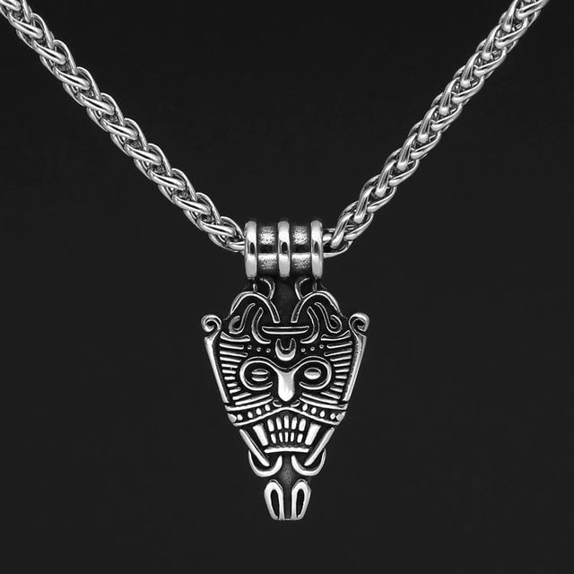 Pendant and Necklace Vikings Odin's Face Stainless Steel Pendant Necklace Ancient Treasures Ancientreasures Viking Odin Thor Mjolnir Celtic Ancient Egypt Norse Norse Mythology