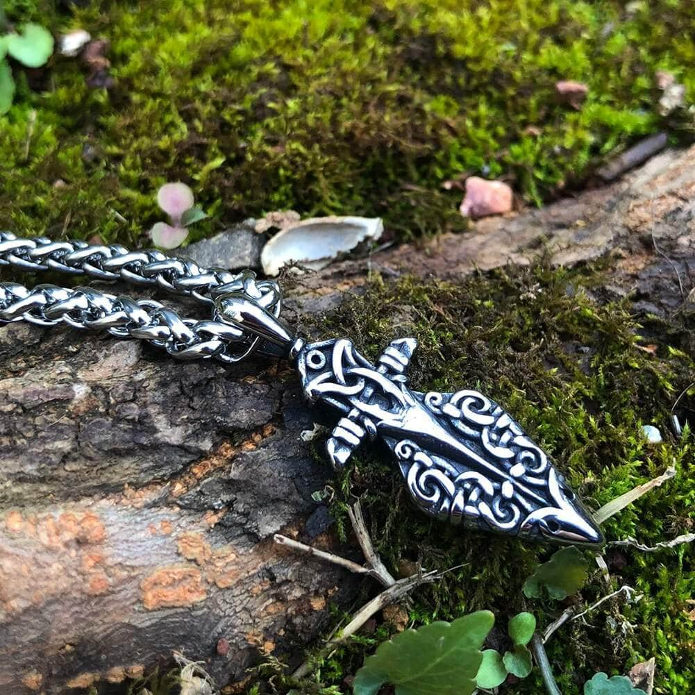 Pendant and Necklace Vikings Odin's Gungir Spear Stainless Steel Necklace Ancient Treasures Ancientreasures Viking Odin Thor Mjolnir Celtic Ancient Egypt Norse Norse Mythology