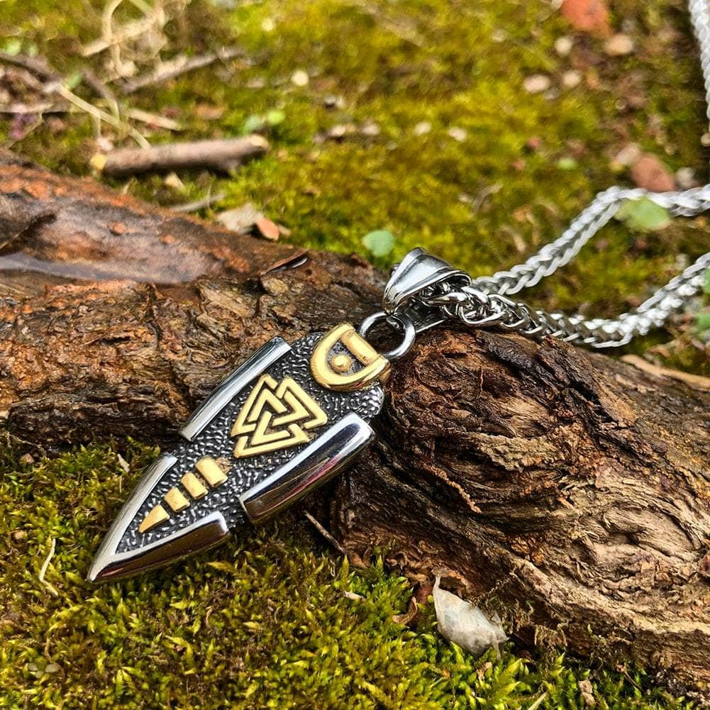 Pendant and Necklace Vikings Odin's Gungir Valknut Stainless Steel Necklace Ancient Treasures Ancientreasures Viking Odin Thor Mjolnir Celtic Ancient Egypt Norse Norse Mythology