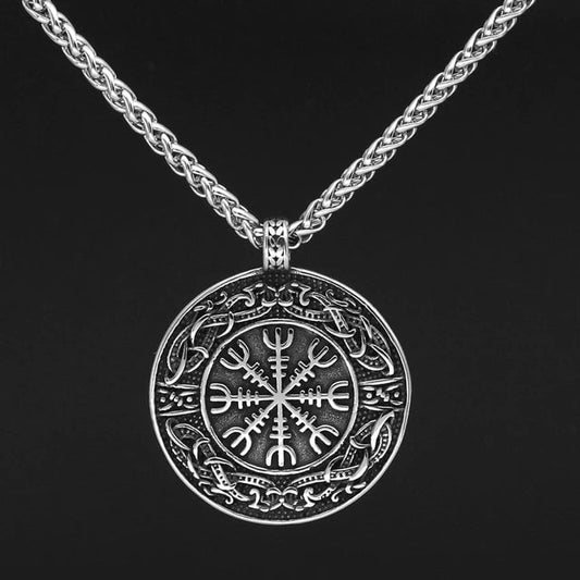 Pendant and Necklace Vikings Rune Helm of Awe Stainless Steel Necklace Ancient Treasures Ancientreasures Viking Odin Thor Mjolnir Celtic Ancient Egypt Norse Norse Mythology