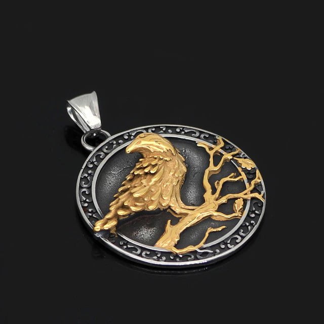 Pendant and Necklace Vikings The Odin's Raven Stainless Steel Necklace Ancient Treasures Ancientreasures Viking Odin Thor Mjolnir Celtic Ancient Egypt Norse Norse Mythology