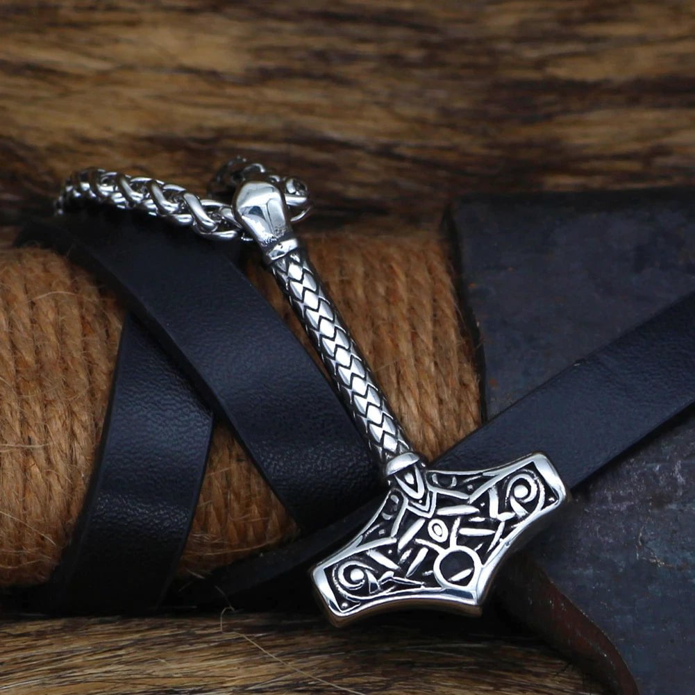 Pendant and Necklace Vikings Thor's Hammer Stainless Steel Necklace Ancient Treasures Ancientreasures Viking Odin Thor Mjolnir Celtic Ancient Egypt Norse Norse Mythology