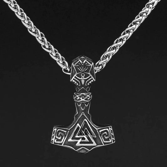 Pendant and Necklace Vikings Valknut and Mjolnir Stainless Steel Necklace Ancient Treasures Ancientreasures Viking Odin Thor Mjolnir Celtic Ancient Egypt Norse Norse Mythology