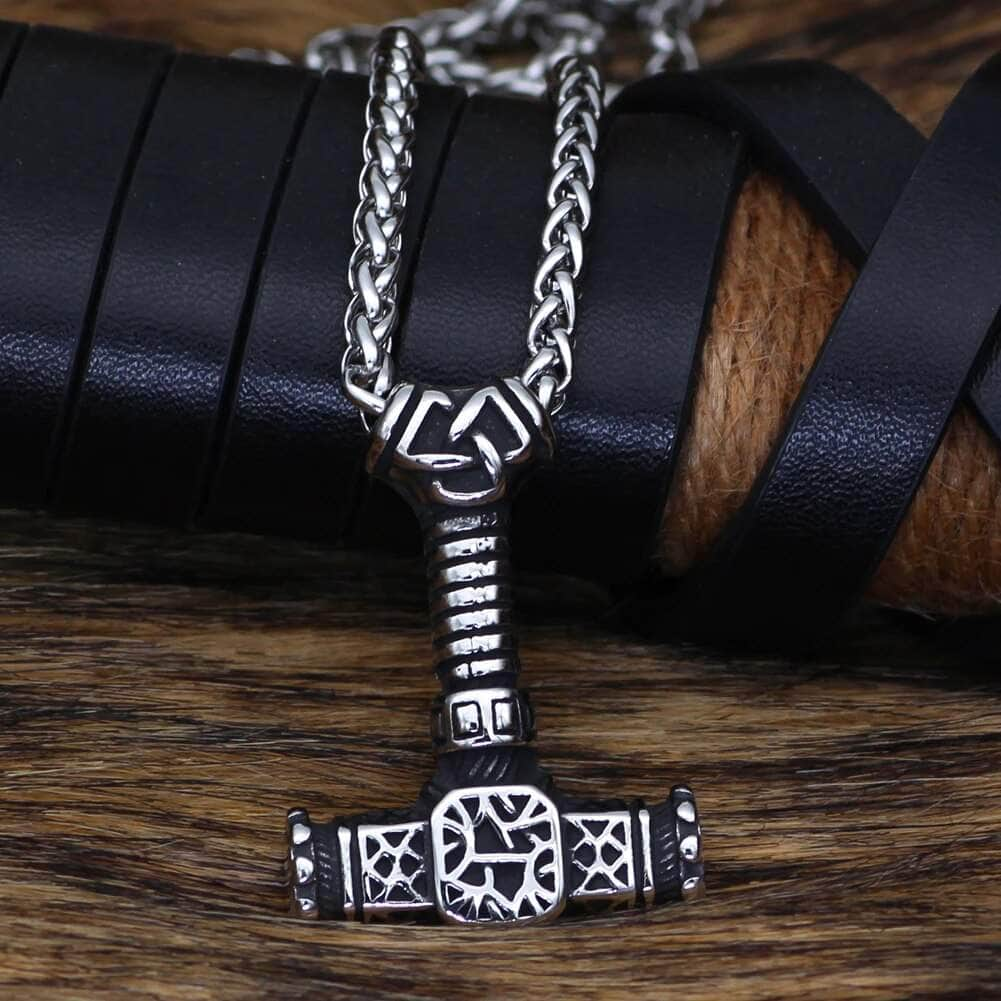 Pendant and Necklace Vikings Valknut and Mjolnir Stainless Steel Necklace Ancient Treasures Ancientreasures Viking Odin Thor Mjolnir Celtic Ancient Egypt Norse Norse Mythology