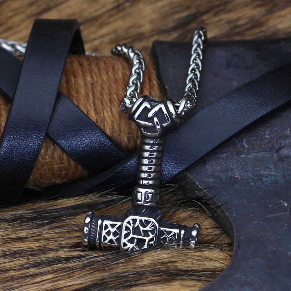 Pendant and Necklace Vikings Valknut and Mjolnir Stainless Steel Necklace Ancient Treasures Ancientreasures Viking Odin Thor Mjolnir Celtic Ancient Egypt Norse Norse Mythology