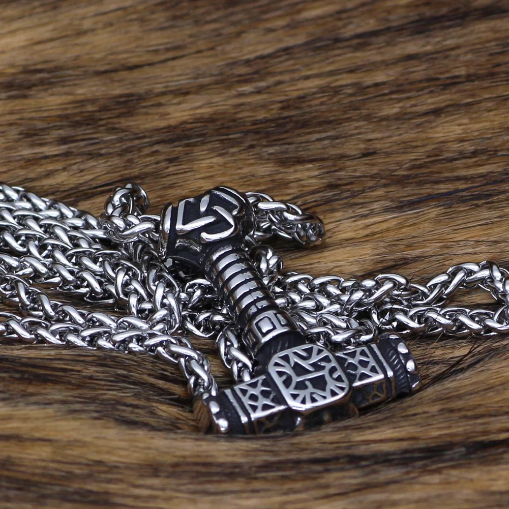 Pendant and Necklace Vikings Valknut and Mjolnir Stainless Steel Necklace Ancient Treasures Ancientreasures Viking Odin Thor Mjolnir Celtic Ancient Egypt Norse Norse Mythology