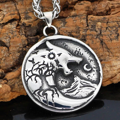 Pendant and Necklace Vikings Wolf and Yggdrasil Stainless Steel Necklace Ancient Treasures Ancientreasures Viking Odin Thor Mjolnir Celtic Ancient Egypt Norse Norse Mythology