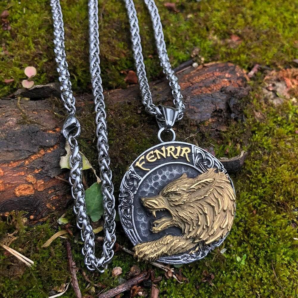Pendant and Necklace Vikings Wolf Fenrir Stainless Steel Necklace Ancient Treasures Ancientreasures Viking Odin Thor Mjolnir Celtic Ancient Egypt Norse Norse Mythology