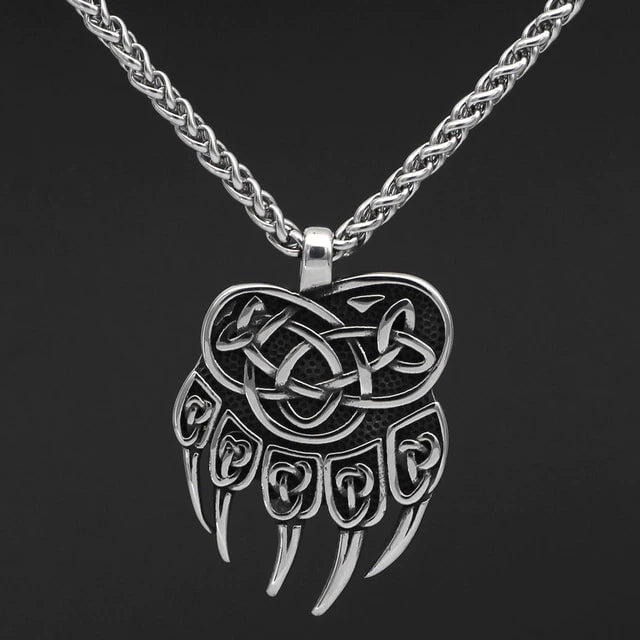 Pendant and Necklace Vikings Wolf Paw Valknut Stainless Steel Necklace Ancient Treasures Ancientreasures Viking Odin Thor Mjolnir Celtic Ancient Egypt Norse Norse Mythology