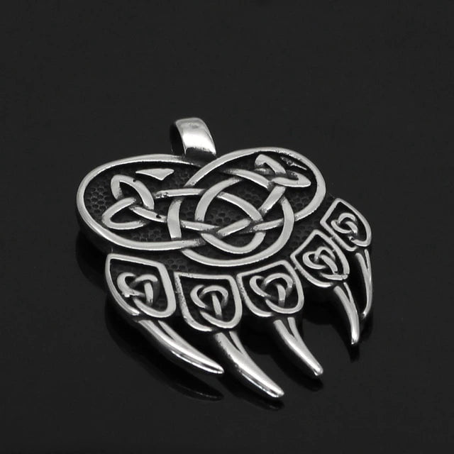 Pendant and Necklace Vikings Wolf Paw Valknut Stainless Steel Necklace Ancient Treasures Ancientreasures Viking Odin Thor Mjolnir Celtic Ancient Egypt Norse Norse Mythology