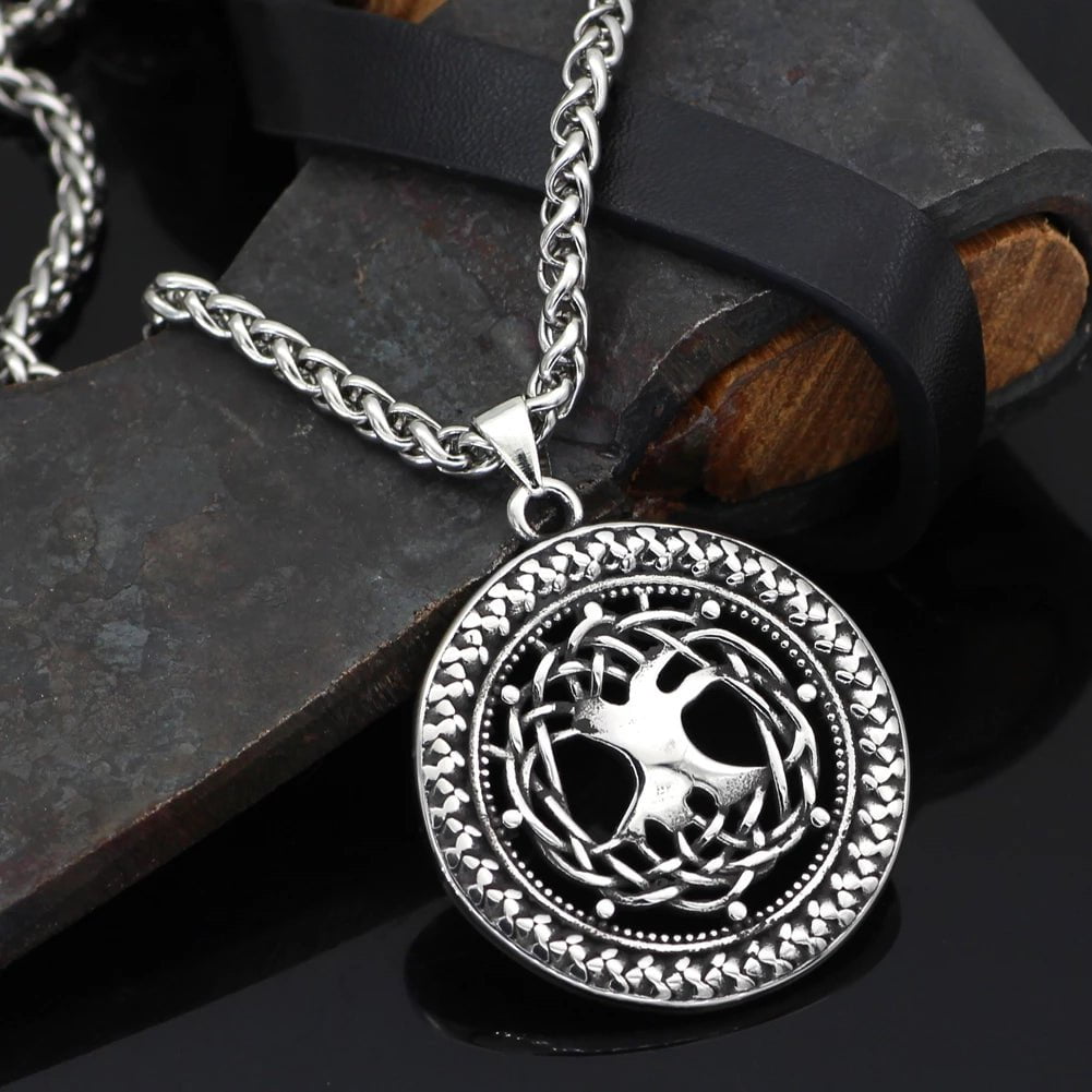 Pendant and Necklace Vikings Yggdrasil Tree of Life Stainless Steel Necklace Ancient Treasures Ancientreasures Viking Odin Thor Mjolnir Celtic Ancient Egypt Norse Norse Mythology