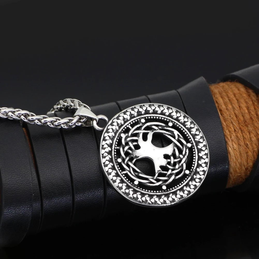 Pendant and Necklace Vikings Yggdrasil Tree of Life Stainless Steel Necklace Ancient Treasures Ancientreasures Viking Odin Thor Mjolnir Celtic Ancient Egypt Norse Norse Mythology