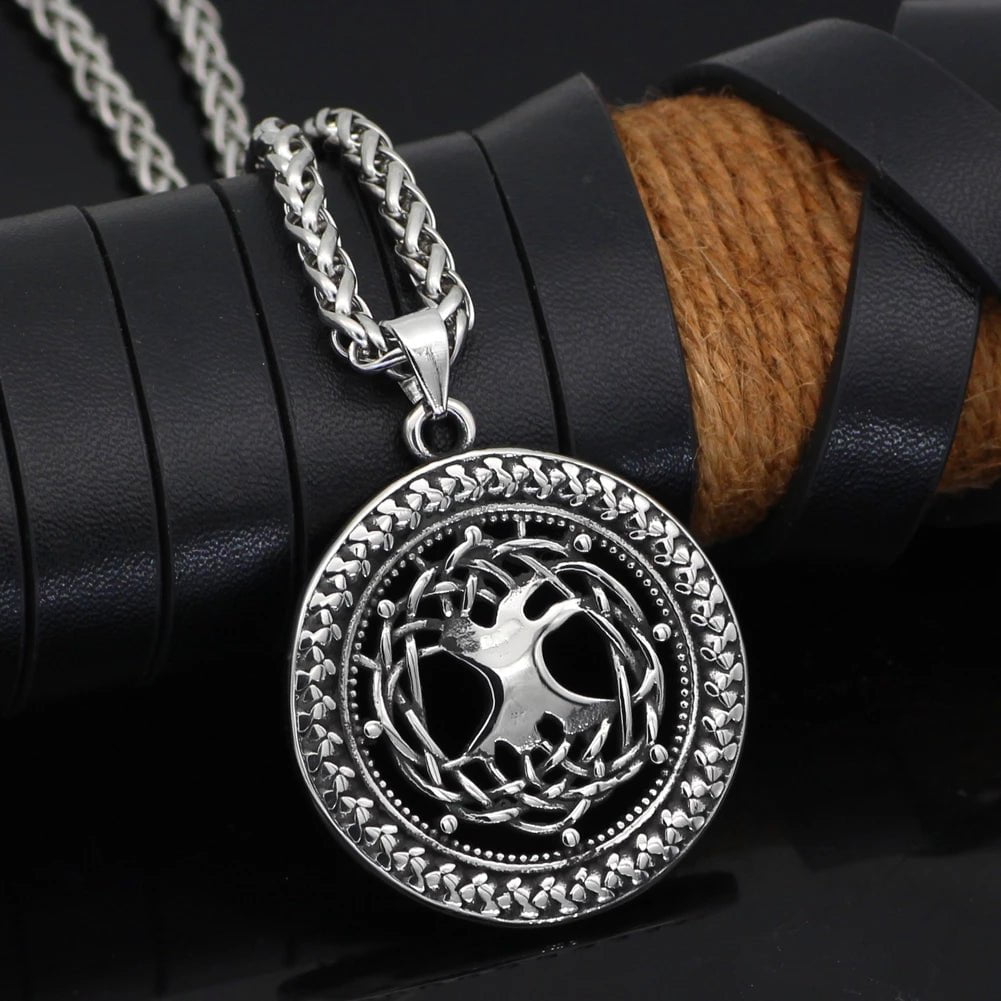 Pendant and Necklace Vikings Yggdrasil Tree of Life Stainless Steel Necklace Ancient Treasures Ancientreasures Viking Odin Thor Mjolnir Celtic Ancient Egypt Norse Norse Mythology