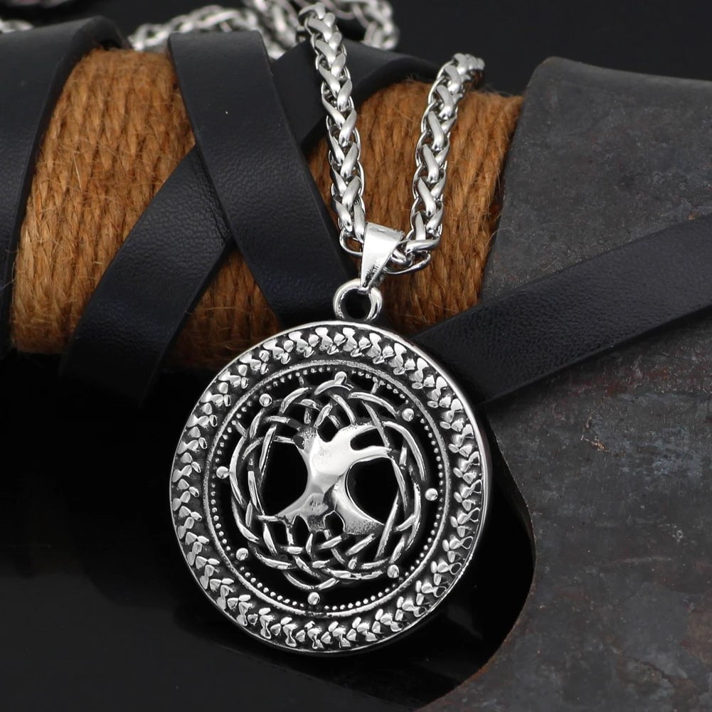 Pendant and Necklace Vikings Yggdrasil Tree of Life Stainless Steel Necklace Ancient Treasures Ancientreasures Viking Odin Thor Mjolnir Celtic Ancient Egypt Norse Norse Mythology