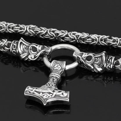 Pendant and Necklaces 50 cm Vikings Mjolnir in Dragon Head Stainless Steel Necklace Ancient Treasures Ancientreasures Viking Odin Thor Mjolnir Celtic Ancient Egypt Norse Norse Mythology