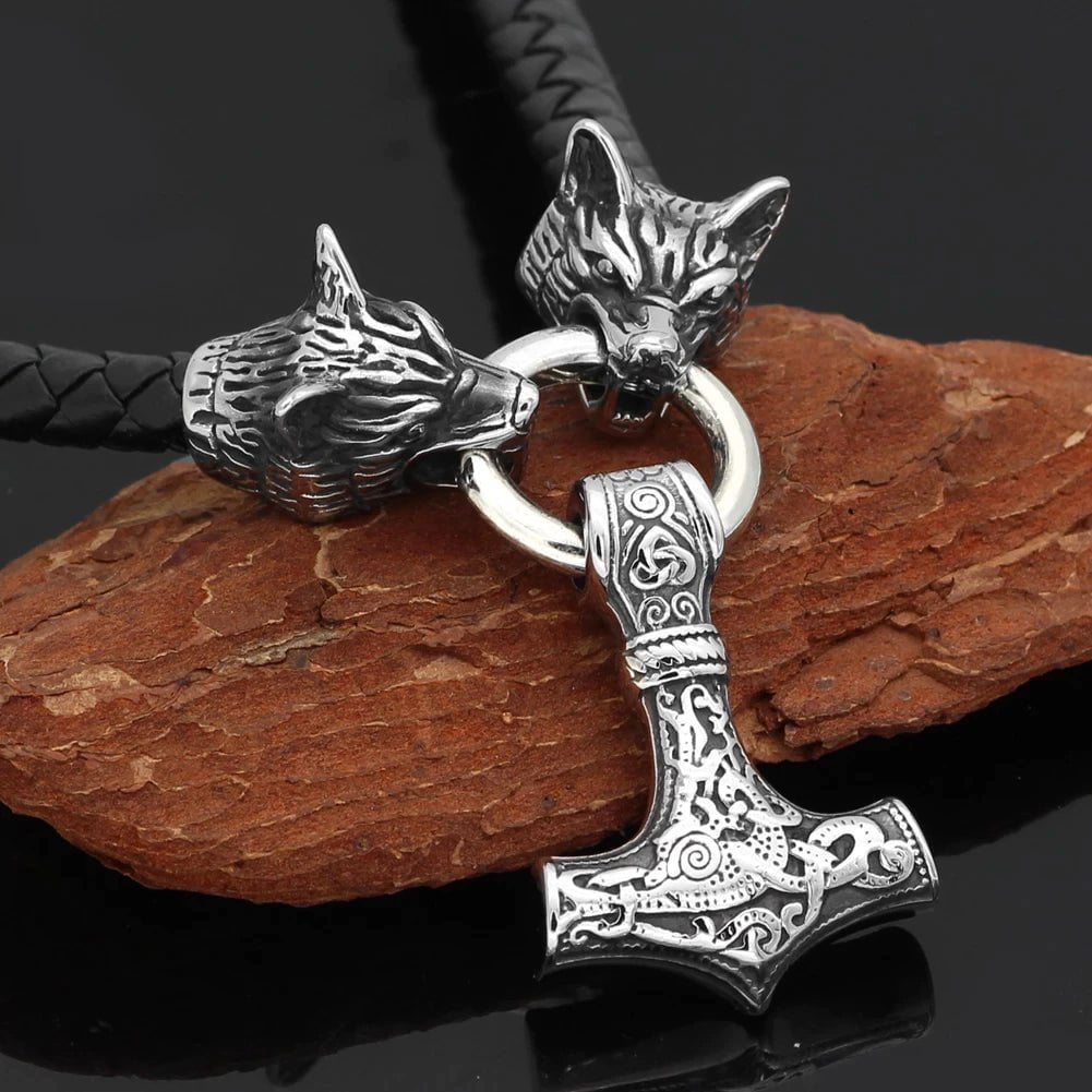 Pendant and Necklaces 50 cm Vikings Mjolnir in Fenrir Stainless Steel  Necklace Ancient Treasures Ancientreasures Viking Odin Thor Mjolnir Celtic Ancient Egypt Norse Norse Mythology