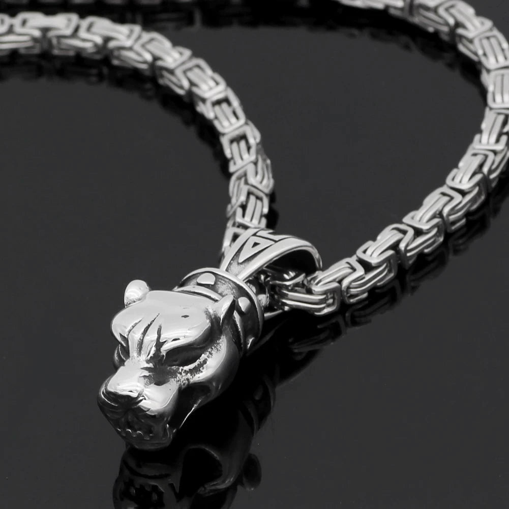 Pendant and Necklaces Rope Chain Vikings Fenrir Head Stainless Steel Pendant Necklace Ancient Treasures Ancientreasures Viking Odin Thor Mjolnir Celtic Ancient Egypt Norse Norse Mythology