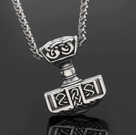 Pendant and Necklaces Stainless Steel Vikings Mjolnir 316L Stainless Steel Pendant Necklace Ancient Treasures Ancientreasures Viking Odin Thor Mjolnir Celtic Ancient Egypt Norse Norse Mythology