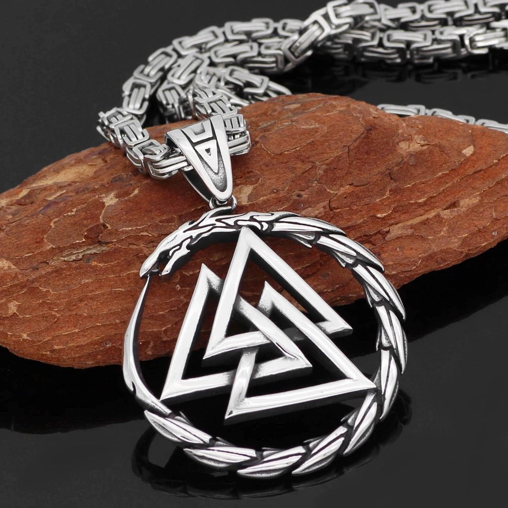 Pendant and Necklaces Thick Chain Vikings Dragon Valknut Stainless Steel Necklace Ancient Treasures Ancientreasures Viking Odin Thor Mjolnir Celtic Ancient Egypt Norse Norse Mythology