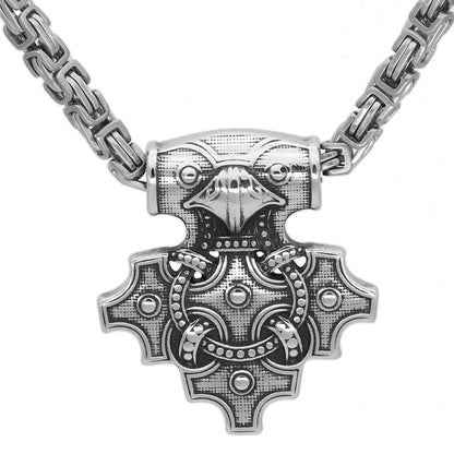 Pendant and Necklaces Thick Chain Vikings Odin Mjolnir Stainless Steel Pendant Necklace Ancient Treasures Ancientreasures Viking Odin Thor Mjolnir Celtic Ancient Egypt Norse Norse Mythology