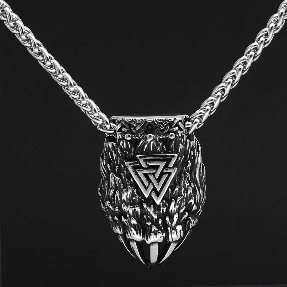 Pendant and Necklaces Vikings Bear Paw Valknut Stainless Steel Necklace Ancient Treasures Ancientreasures Viking Odin Thor Mjolnir Celtic Ancient Egypt Norse Norse Mythology