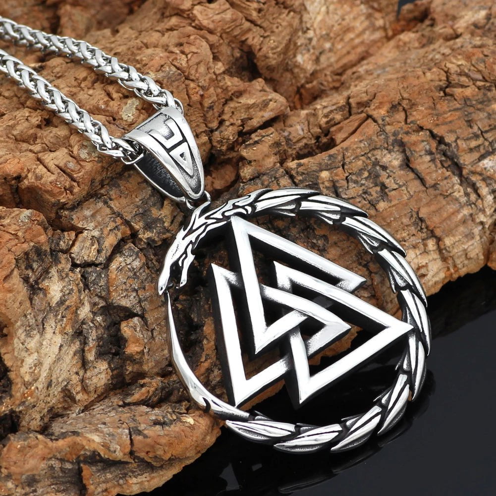 Pendant and Necklaces Vikings Dragon Valknut Stainless Steel Necklace Ancient Treasures Ancientreasures Viking Odin Thor Mjolnir Celtic Ancient Egypt Norse Norse Mythology