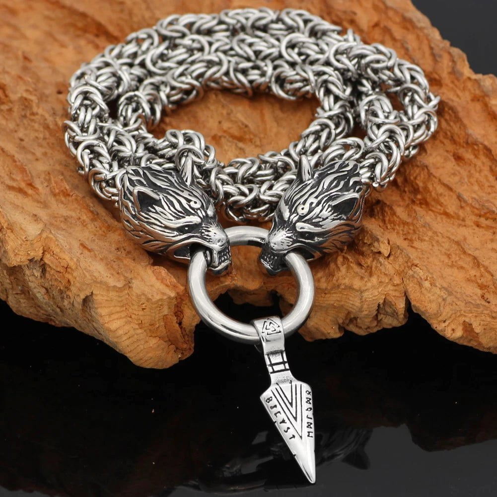 Pendant and Necklaces Vikings Fenrir Gungnir Stainless Steel Necklace Ancient Treasures Ancientreasures Viking Odin Thor Mjolnir Celtic Ancient Egypt Norse Norse Mythology