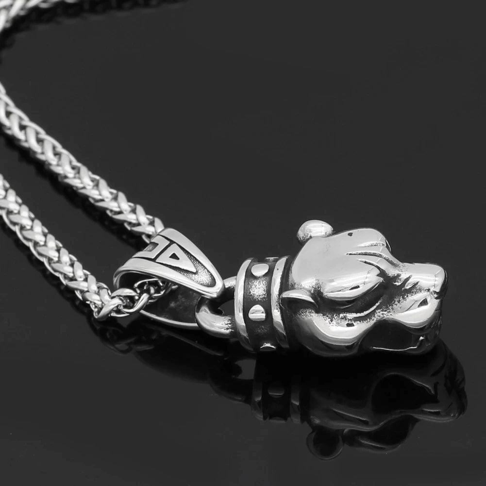 Pendant and Necklaces Vikings Fenrir Head Stainless Steel Pendant Necklace Ancient Treasures Ancientreasures Viking Odin Thor Mjolnir Celtic Ancient Egypt Norse Norse Mythology