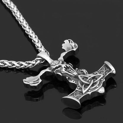 Pendant and Necklaces Vikings Goat Skull Mjolnir Stainless Steel Necklace Ancient Treasures Ancientreasures Viking Odin Thor Mjolnir Celtic Ancient Egypt Norse Norse Mythology