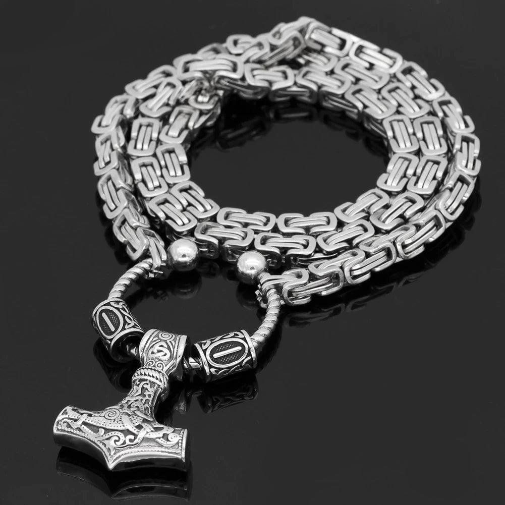 Pendant and Necklaces Vikings Hammer of Thor Stainless Steel Necklace Ancient Treasures Ancientreasures Viking Odin Thor Mjolnir Celtic Ancient Egypt Norse Norse Mythology