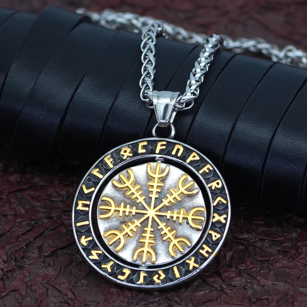 Pendant and Necklaces Vikings Helm of Awe Runic Stainless Steel Necklace Ancient Treasures Ancientreasures Viking Odin Thor Mjolnir Celtic Ancient Egypt Norse Norse Mythology