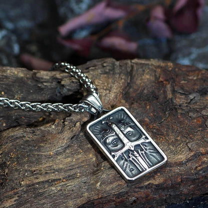 Pendant and Necklaces Vikings Odin's Face Stainless Steel Amulet Necklace Ancient Treasures Ancientreasures Viking Odin Thor Mjolnir Celtic Ancient Egypt Norse Norse Mythology