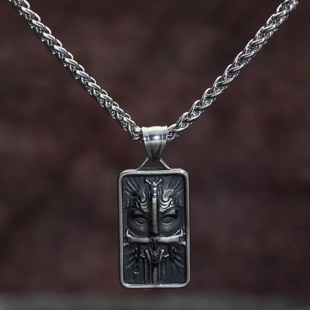 Pendant and Necklaces Vikings Odin's Face Stainless Steel Amulet Necklace Ancient Treasures Ancientreasures Viking Odin Thor Mjolnir Celtic Ancient Egypt Norse Norse Mythology