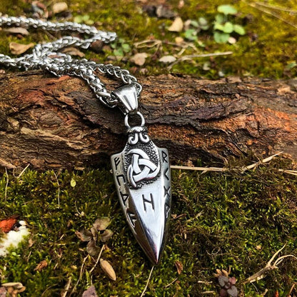 Pendant and Necklaces Vikings Odin's Gungir Runes Stainless Steel Necklace Ancient Treasures Ancientreasures Viking Odin Thor Mjolnir Celtic Ancient Egypt Norse Norse Mythology