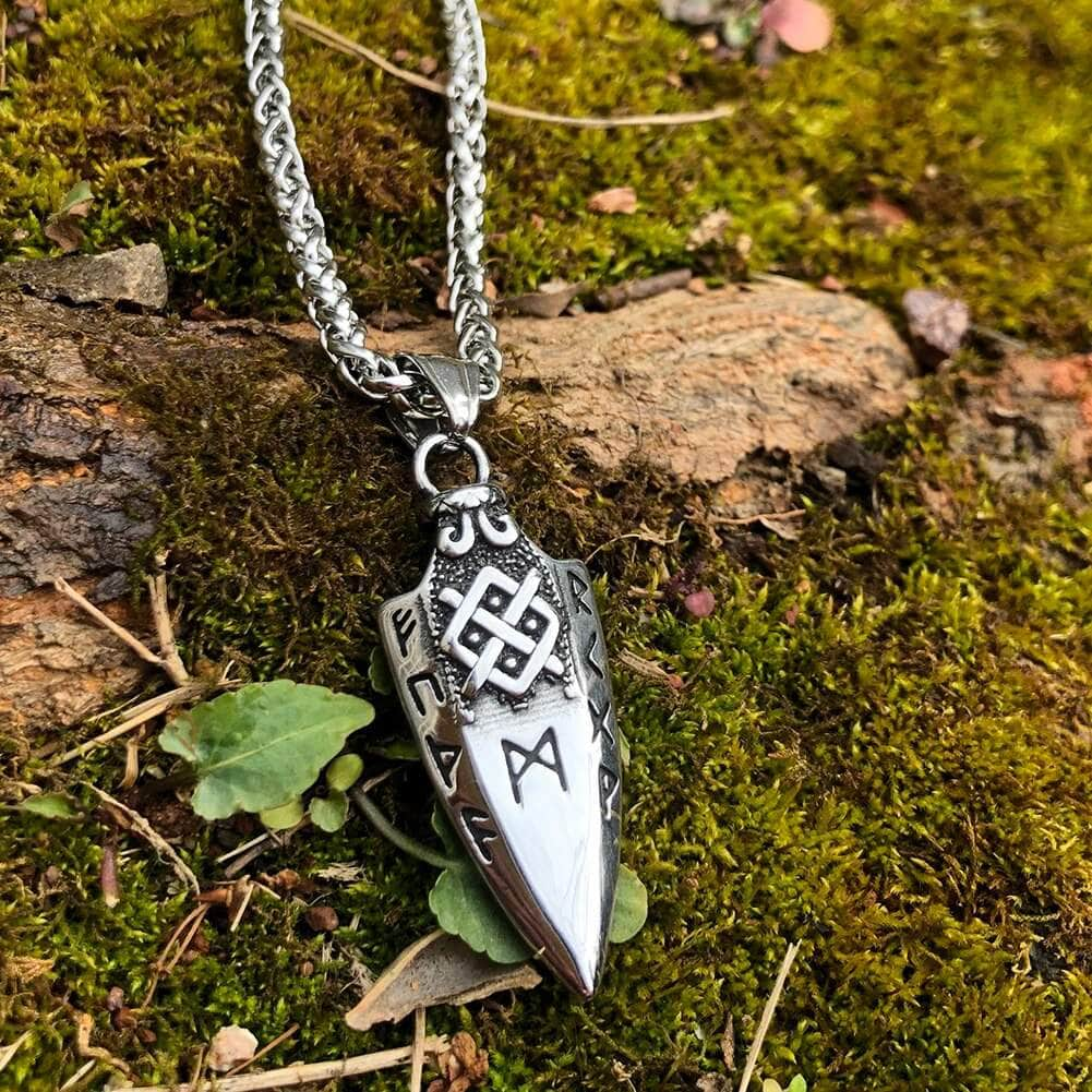 Pendant and Necklaces Vikings Odin's Gungir Runes Stainless Steel Necklace Ancient Treasures Ancientreasures Viking Odin Thor Mjolnir Celtic Ancient Egypt Norse Norse Mythology