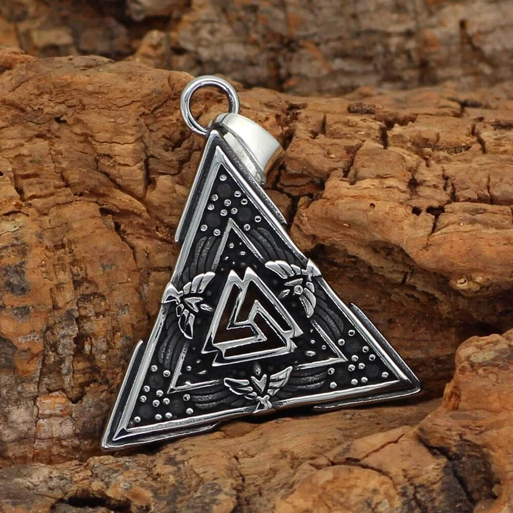 Pendant and Necklaces Vikings Valknut and Raven Stainless Steel Necklace Ancient Treasures Ancientreasures Viking Odin Thor Mjolnir Celtic Ancient Egypt Norse Norse Mythology