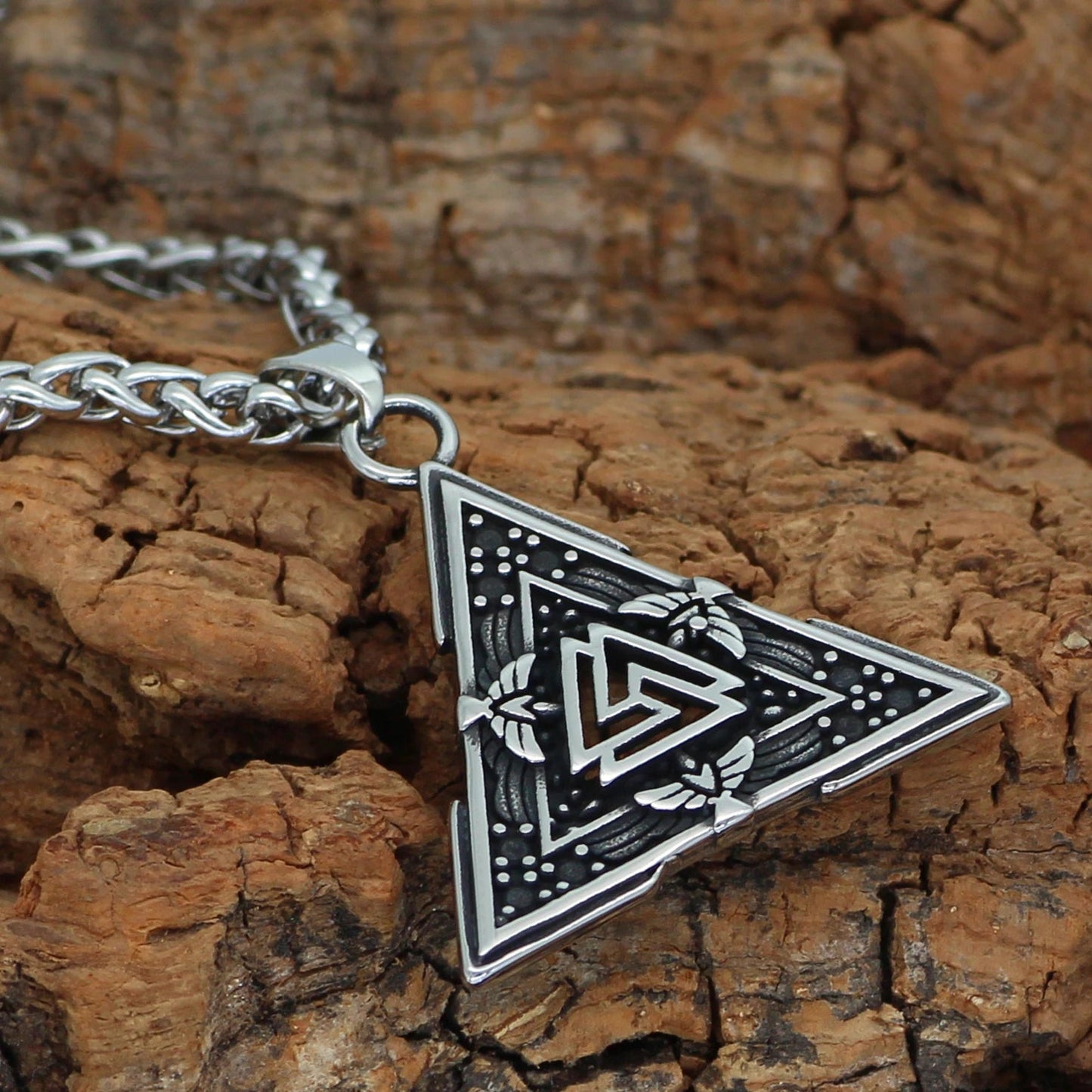 Pendant and Necklaces Vikings Valknut and Raven Stainless Steel Necklace Ancient Treasures Ancientreasures Viking Odin Thor Mjolnir Celtic Ancient Egypt Norse Norse Mythology