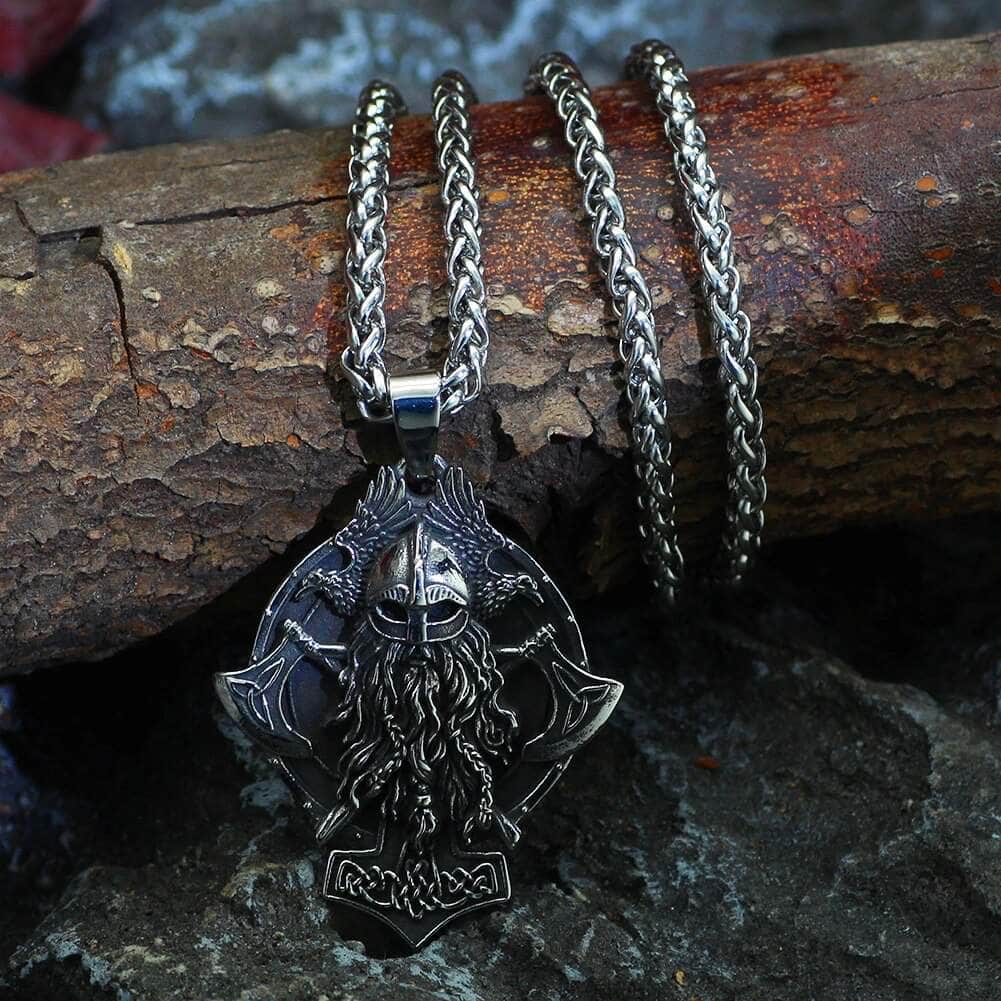 Pendant and Necklaces Vikings Warrior and Axe Stainless Steel Necklace Ancient Treasures Ancientreasures Viking Odin Thor Mjolnir Celtic Ancient Egypt Norse Norse Mythology