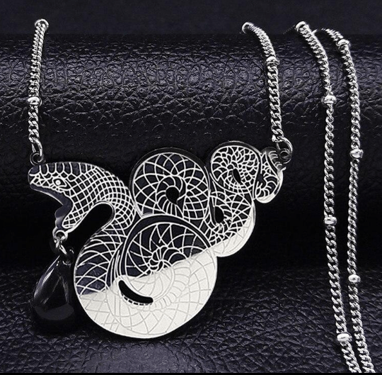 Pendant Necklaces 2021 Fashion Gothic Snake Stainless Steel Glass Statement Necklace for Women Silver Big Jewelry collier serpent N2211S02|Pendant Necklaces| Ancient Treasures Ancientreasures Viking Odin Thor Mjolnir Celtic Ancient Egypt Norse Norse Mythology