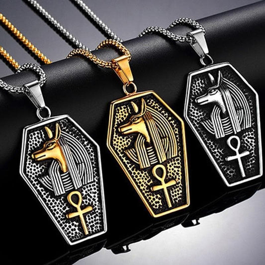 Pendant Necklaces 3 Colors Punk Stainless Steel Egypt Ankh Cross Anubis Pendants Necklace for Men Rock Jewelry High Quality Never Fade|Pendant Necklaces| Ancient Treasures Ancientreasures Viking Odin Thor Mjolnir Celtic Ancient Egypt Norse Norse Mythology