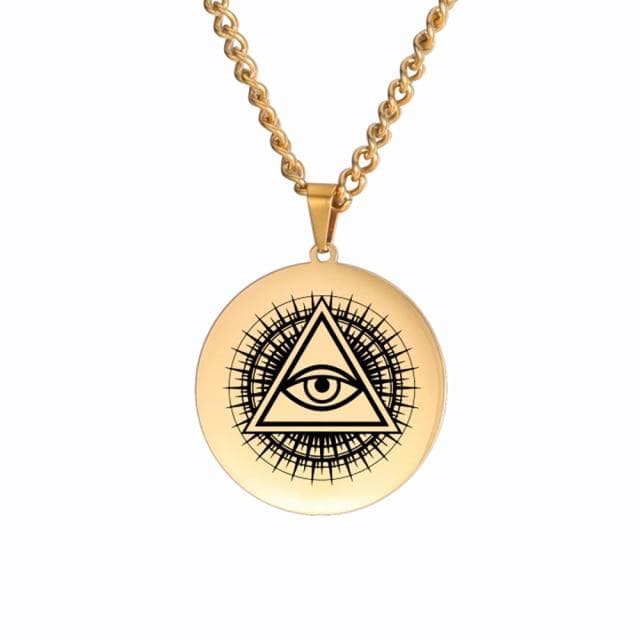 Pendant Necklaces A gold Dawapara All Seeing Eye Pendant Necklace The Eye of Providence Jewelry Stainless Steel Religion Jewelry|Pendant Necklaces| Ancient Treasures Ancientreasures Viking Odin Thor Mjolnir Celtic Ancient Egypt Norse Norse Mythology