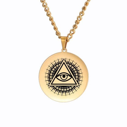 Pendant Necklaces A gold Dawapara All Seeing Eye Pendant Necklace The Eye of Providence Jewelry Stainless Steel Religion Jewelry|Pendant Necklaces| Ancient Treasures Ancientreasures Viking Odin Thor Mjolnir Celtic Ancient Egypt Norse Norse Mythology